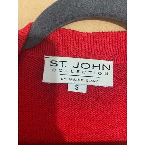 VINTAGE ST JOHN CARDIGAN JACKET SMALL RED KNIT FESTIVE HOLIDAYS CHRISTMAS - Picture 3 of 13